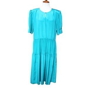 80s Vintage Pellini by Von Bramlet Green Teal Dress Women Size 13/14
